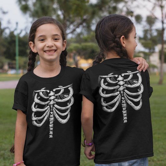 Kids Skeleton Halloween (Front and Back) T Shirt