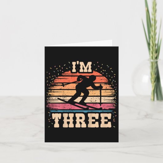 Kids Skiing 3 Year Old Birthday Boy Girl 3rd Ski B Kaart (Voorkant)