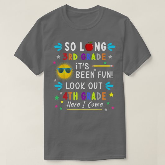 Kids So Long 3rd Grade Here I Come 4th Grade Grade T-shirt (Design voorkant)
