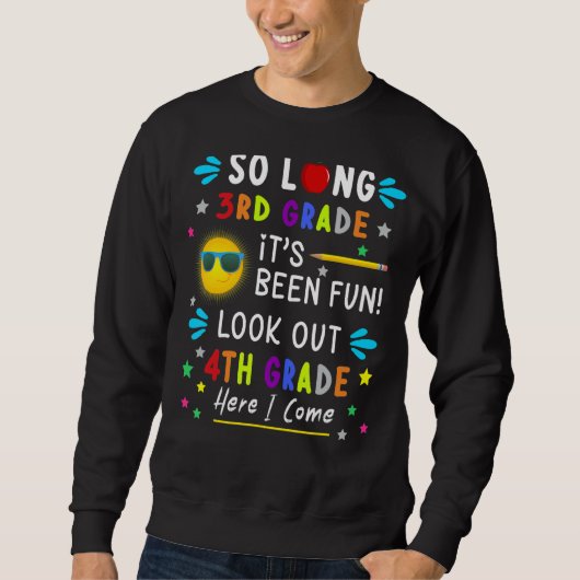 Kids So Long 3rd Grade Here I Come 4th Grade Grade Trui (Voorkant)