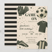 Kids Soccer Themed Birthday Invitation Kaart (Voorkant / Achterkant)