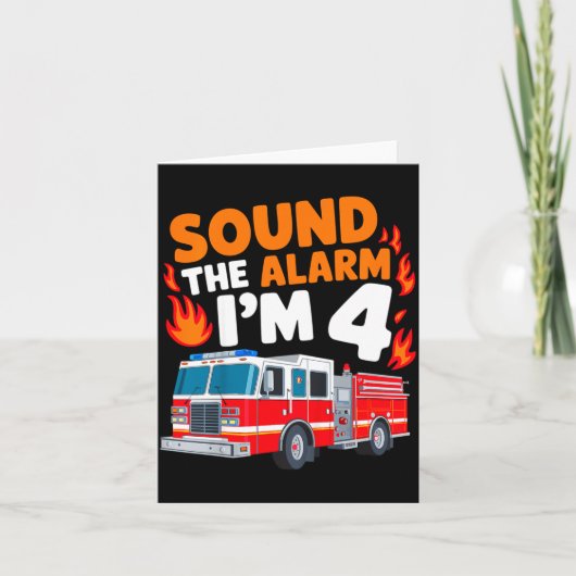 Kids Sound The Alarm I'm 4 Years Old 4th Birthday Kaart (Voorkant)