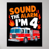 Kids Sound The Alarm I'm 4 Years Old 4th Birthday  Poster (Voorkant)
