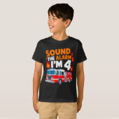 Kids Sound The Alarm I'm 4 Years Old 4th Birthday  T-shirt (Voorkant volledig)