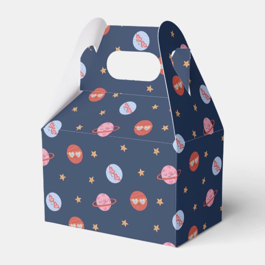 Kids Space Mini Pattern with Planets & Stars Bedankdoosjes (Voorkant Zijde)