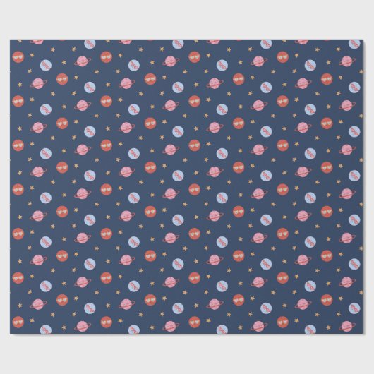 Kids Space Mini Pattern with Planets & Stars Cadeaupapier (Vlak)