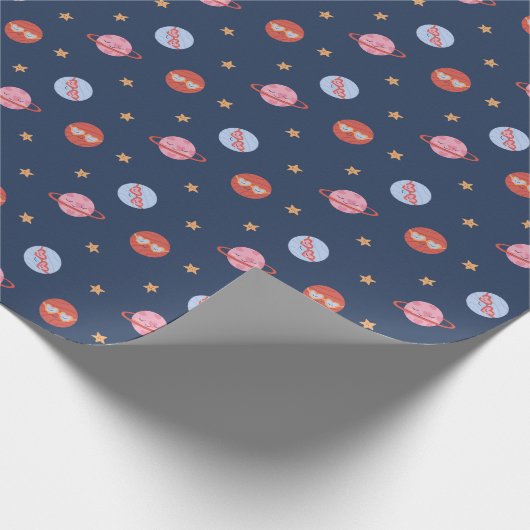 Kids Space Mini Pattern with Planets & Stars Cadeaupapier (Hoek)