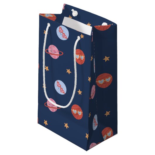 Kids Space Mini Pattern with Planets & Stars Klein Cadeauzakje (Voorkant Gekanteld)