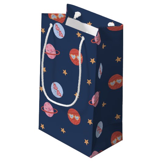 Kids Space Mini Pattern with Planets & Stars Klein Cadeauzakje (Achterkant Gekanteld)