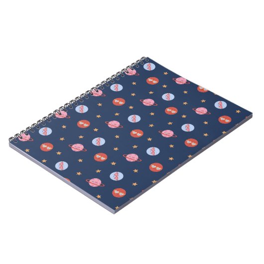 Kids Space Mini Pattern with Planets & Stars Notitieboek (Linkerzijde)