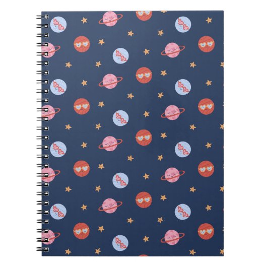Kids Space Mini Pattern with Planets & Stars Notitieboek (Voorkant)