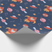Kids Space Pattern with Rockets & Planets Cadeaupapier (Hoek)