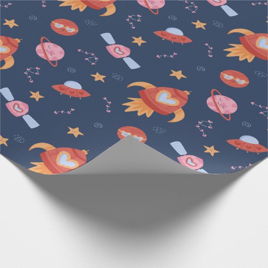 Kids Space Pattern with Rockets & Planets Cadeaupapier (Hoek)
