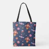 Kids Space Pattern with Rockets & Planets Tote Bag (Achterkant)