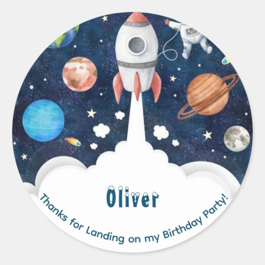 Kids Space thema bedankt Ronde Sticker (Voorkant)