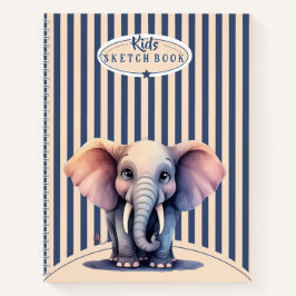 kids Spiral Sketchbook Elephant and Blue lines Notitieboek