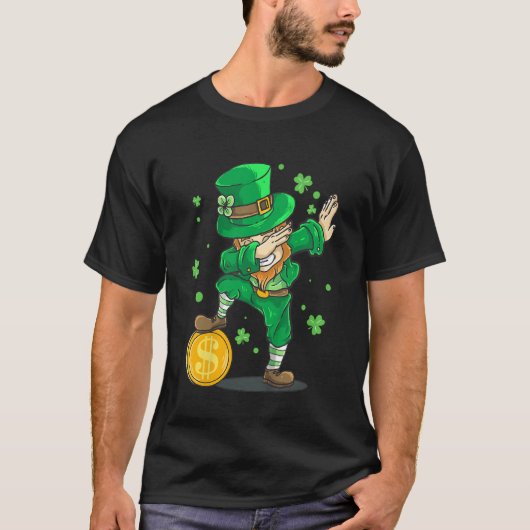 Kids St Patricks Day Dabbing Leprechaun Costume Ir T-shirt (Voorkant)