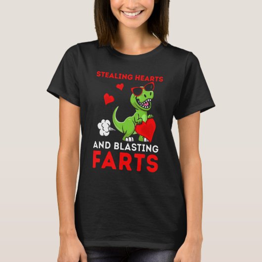 Kids Stealing Hearts And Blasting Farts Rex Cute T T-shirt (Voorkant)