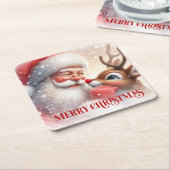 Kids Style Santa Rudolph Cute Christmas Coasters Kartonnen Onderzetters (Schuin)