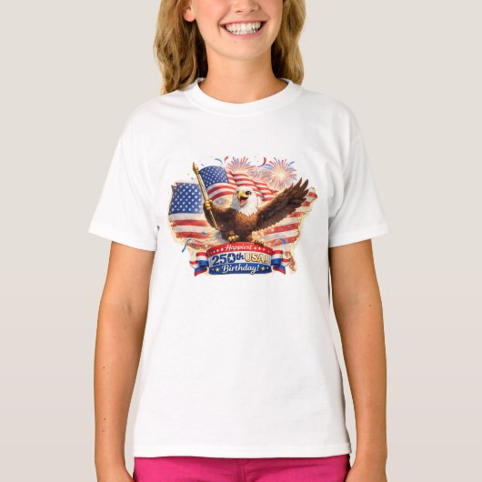 kids t-shirt Happiest 250th Birthday USA! (Voorkant)