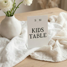 Kids Table White Wedding Reclamebord Met Voetstuk
