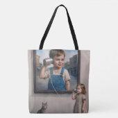 Kids Talking On a Retro Tin Can Telephone Tote Bag (Voorkant)