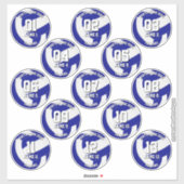 kids teens royal blue white 13 volleyball club sticker (Vel)