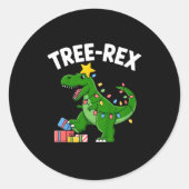 Kids Tree-rex Christmas Dinosaur T-rex Shirt Toddl Ronde Sticker (Voorkant)