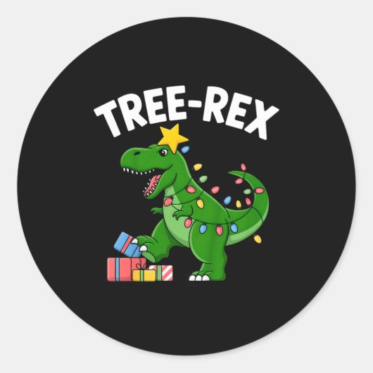 Kids Tree-rex Christmas Dinosaur T-rex Shirt Toddl Ronde Sticker (Voorkant)