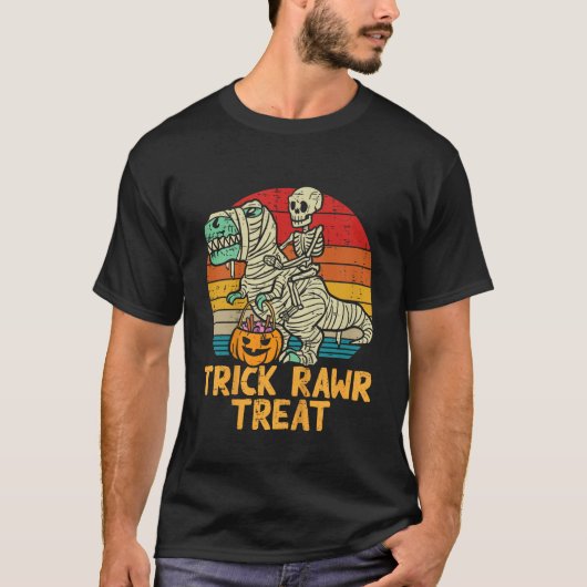 Kids Trick Rawr Treat Skeleton Trex Dino Toddler B T-shirt (Voorkant)