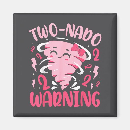 Kids Two-nado Warning 2nd Birthday Nk Tornado Birt Magneet (Voorkant)