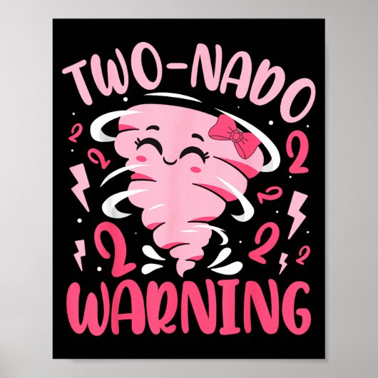 Kids Two-nado Warning 2nd Birthday Nk Tornado Birt Poster (Voorkant)