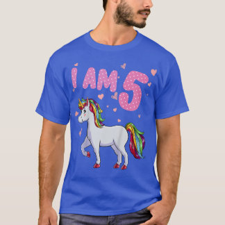 Kids Unicorn Girl 5th Birthday 5 Years Old Girls U T-shirt