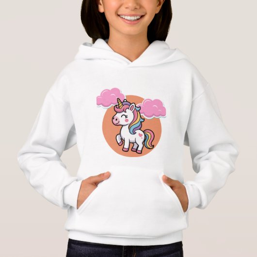 Kids Unicorn T-Shirt with Clouds (Voorkant)