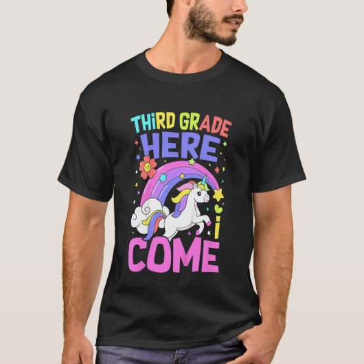 Kids Unicorn  Teacher Students Third Grade Back To T-shirt (Voorkant)