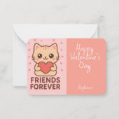 Kids Valentine Card Cute Cat Heart Notitiekaartje (Voorkant)