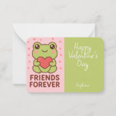 Kids Valentine Card Cute Frog Heart Notitiekaartje (Voorkant)