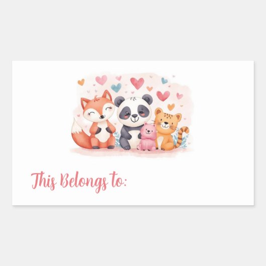 Kids Valentine Gift Labels | Cute Animal Stickers (Voorkant)