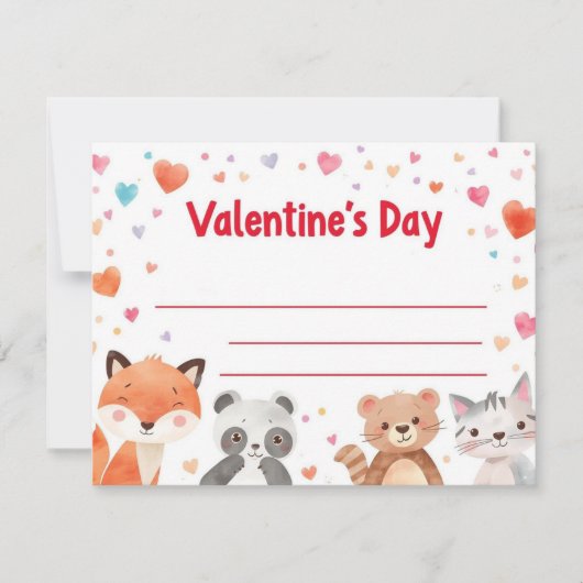 Kids Valentine Mini Note Cards | Cute Cartoons Notitiekaartje (Voorkant)