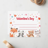 Kids Valentine Mini Note Cards | Cute Cartoons Notitiekaartje (Voorkant / Achterkant in situ)