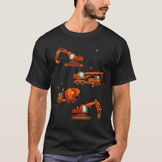 Kids Valentines Day Construction Trucks Boys Kids T-shirt (Voorkant)