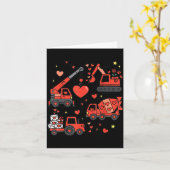 Kids Valentines Day Construction Trucks Funny Boys Kaart (Gele Bloem)