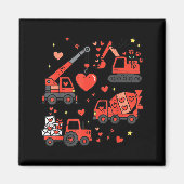Kids Valentines Day Construction Trucks Funny Boys Magneet (Voorkant)