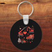 Kids Valentines Day Construction Trucks Funny Boys Sleutelhanger (Voorkant)