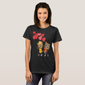 Kids Valentines Day teddy bears on a bicycle T-shirt (Voorkant volledig)