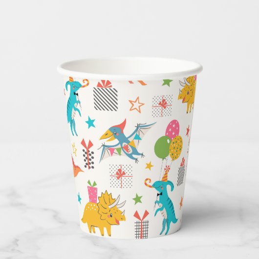 Kids Verjaardag Dinosaurus Party Papieren Bekers (Achterkant)