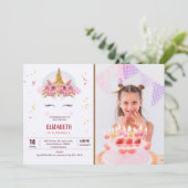 Kids Verjaardag Eenhoorn Thema Gepersonaliseerde F Kaart (Staand voorkant)