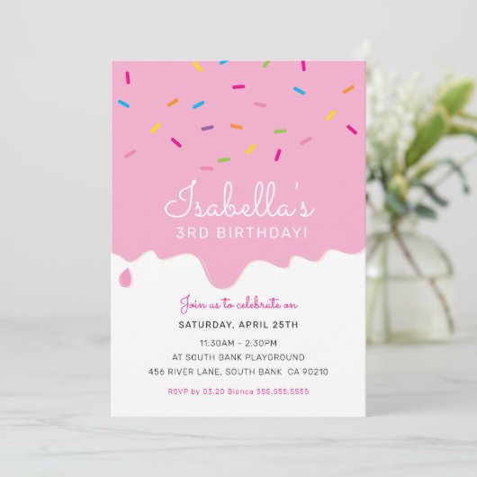 KIDS VERJAARDAG FEESTcake frosting druppels strooi Kaart (Staand voorkant)