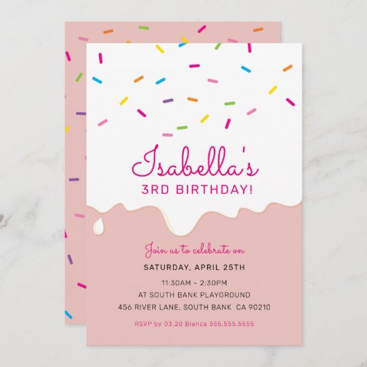 KIDS VERJAARDAG FEESTcake frosting druppels strooi Kaart (Voorkant / Achterkant)