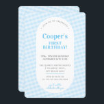 KIDS VERJAARDAG  gingham patroon bord blauw Kaart<br><div class="desc">door kat massard >> www.simplysweetPAPERIE.com <<< Een schattig uitnodigingsontwerp voor een eerste BIRTHDAY-PARTIJ voor een gevoel TIP : 1. Om grafiek & doopvonten te veranderen/te bewegen en meer tekst toe te voegen - klik de "pas het"knoop aan. - - - - - - - - - - - - -...</div>